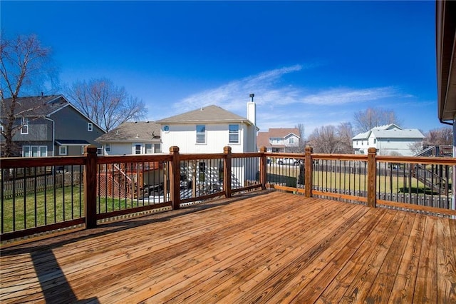 deck with a residential view