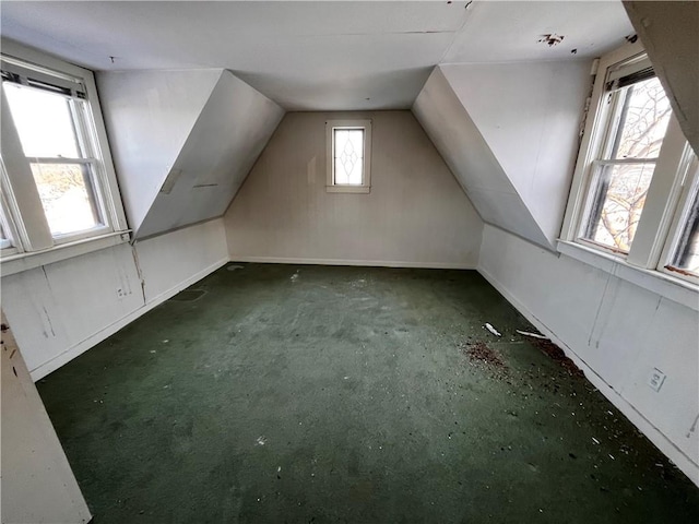 bonus room with vaulted ceiling