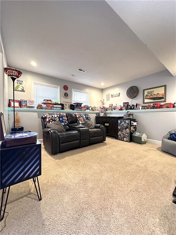 living room with carpet floors