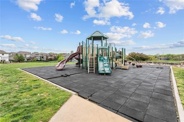 view of jungle gym with a yard