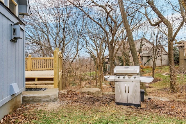 view of yard with a deck