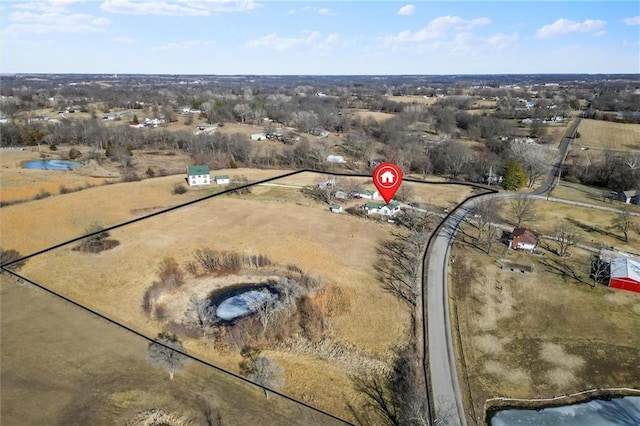 aerial view featuring a rural view