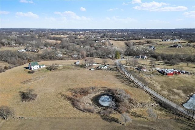 aerial view with a rural view