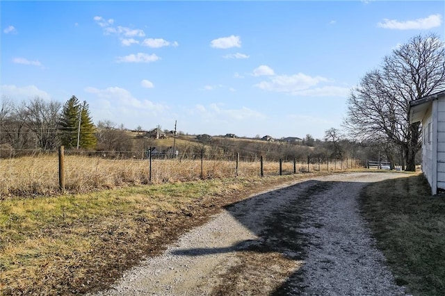 view of road featuring a rural view