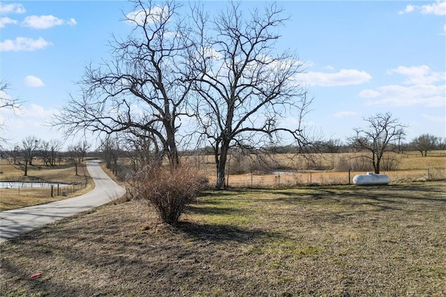 view of yard with a rural view