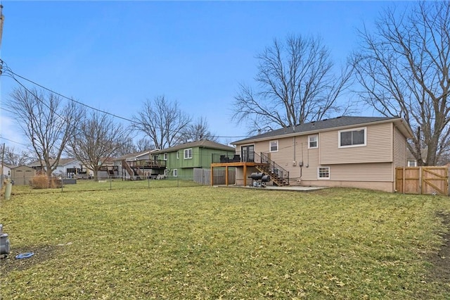 view of yard with a wooden deck