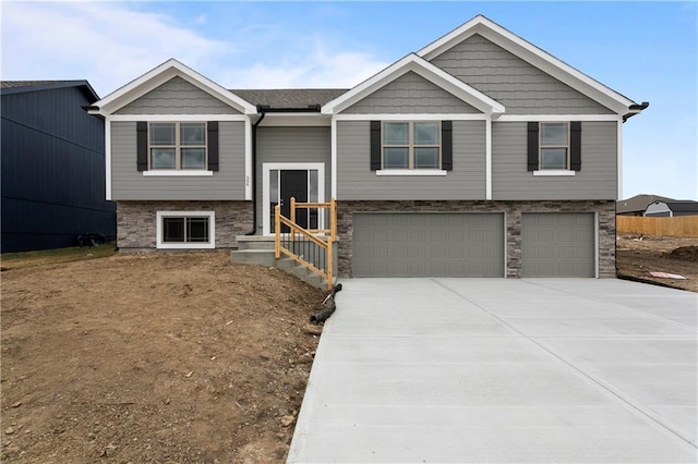 split foyer home featuring a garage