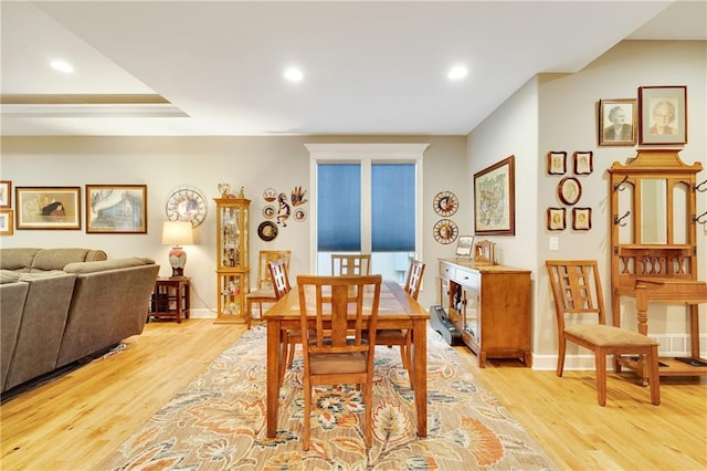 dining area featuring light hardwood / wood-style flooring