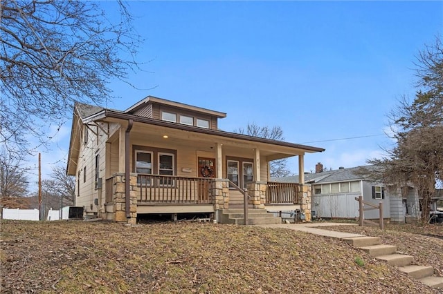 view of front facade featuring covered porch