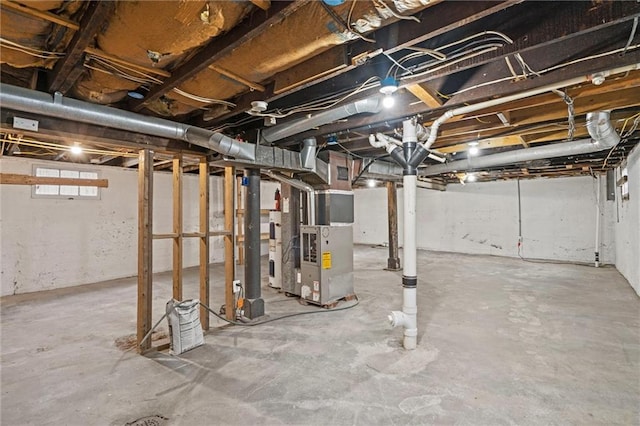 basement with heating unit