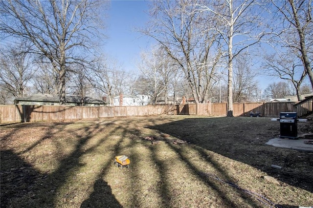 view of yard featuring a fenced backyard