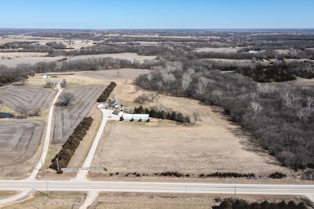 drone / aerial view with a rural view