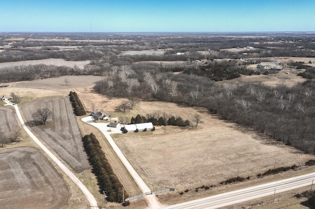 aerial view featuring a rural view