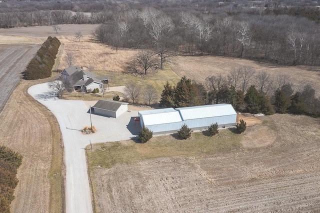 drone / aerial view with a rural view