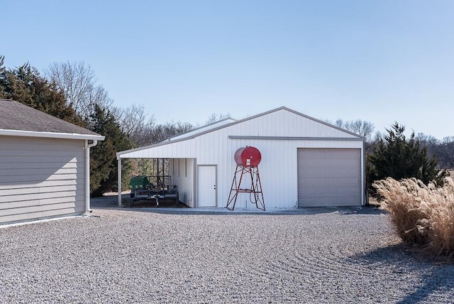 view of detached garage