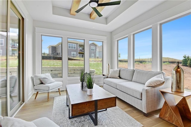22109 W 93rd Ter, Lenexa, KS 66220 - sunroom / solarium featuring a tray ceiling and wood finished floors