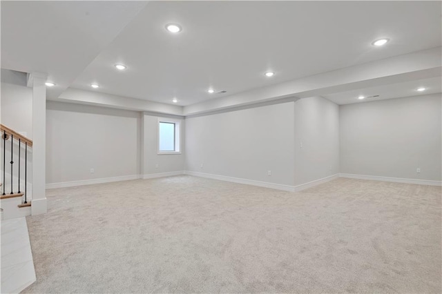 22109 W 93rd Ter, Lenexa, KS 66220 - basement with light carpet, recessed lighting, and stairway