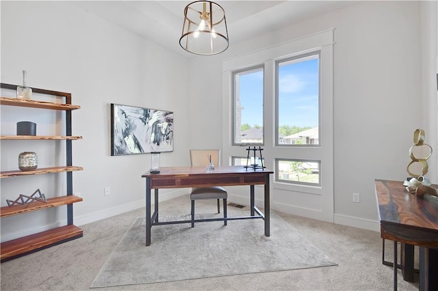 22109 W 93rd Ter, Lenexa, KS 66220 - office with plenty of natural light, carpet, and a chandelier