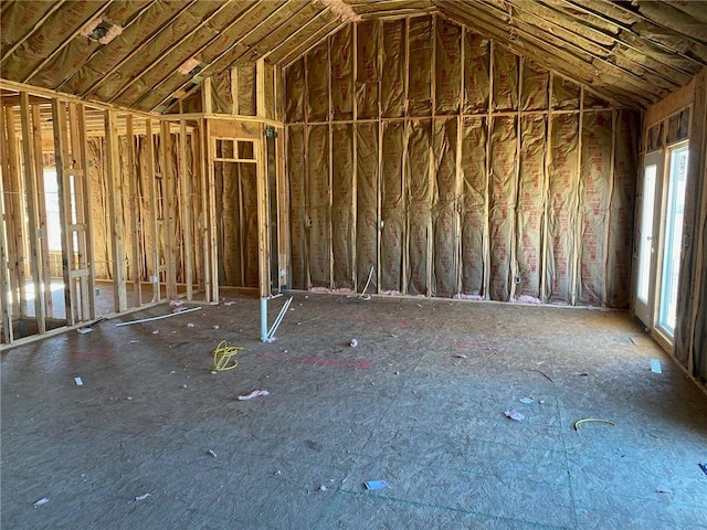 misc room with lofted ceiling