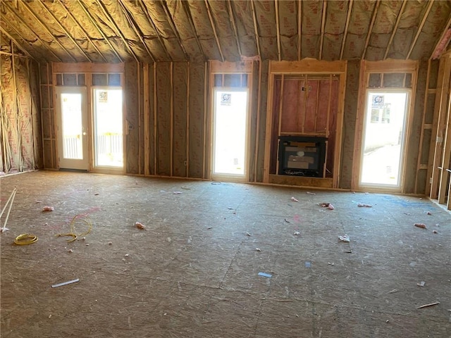 unfurnished living room with a fireplace