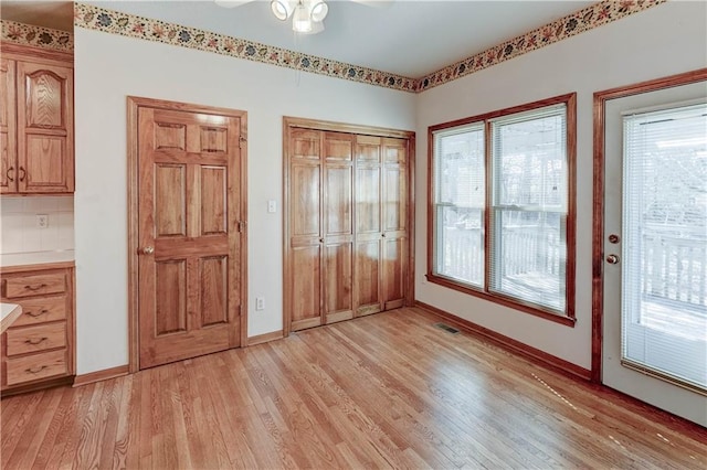 interior space featuring light hardwood / wood-style floors