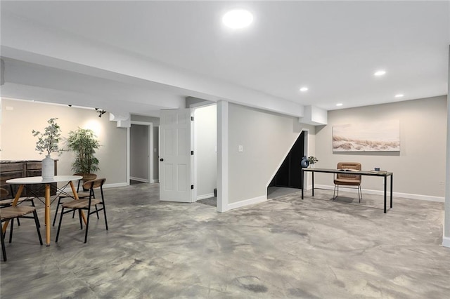 interior space with concrete floors