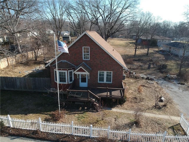 view of front of home with a deck