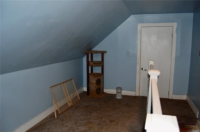 additional living space featuring carpet and lofted ceiling