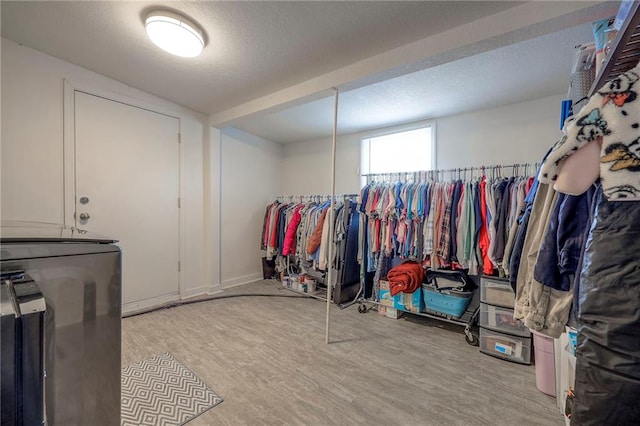 spacious closet featuring light hardwood / wood-style flooring