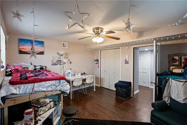 bedroom featuring dark hardwood / wood-style floors