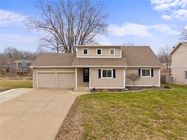 front of property with a garage and a front yard