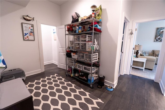 office area with dark hardwood / wood-style flooring