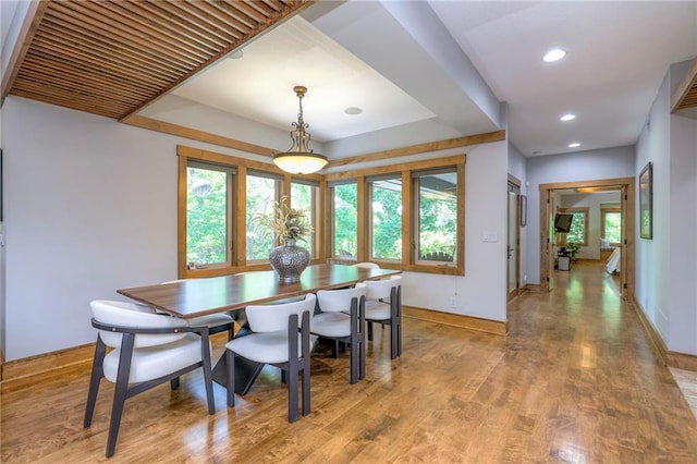 18402 W 64th St, Shawnee, KS 66218 - dining space with baseboards, light wood-style flooring, and recessed lighting