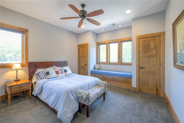 18402 W 64th St, Shawnee, KS 66218 - carpeted bedroom with recessed lighting and ceiling fan