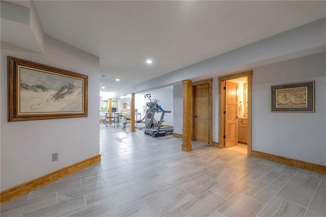 18402 W 64th St, Shawnee, KS 66218 - exercise room featuring baseboards and recessed lighting
