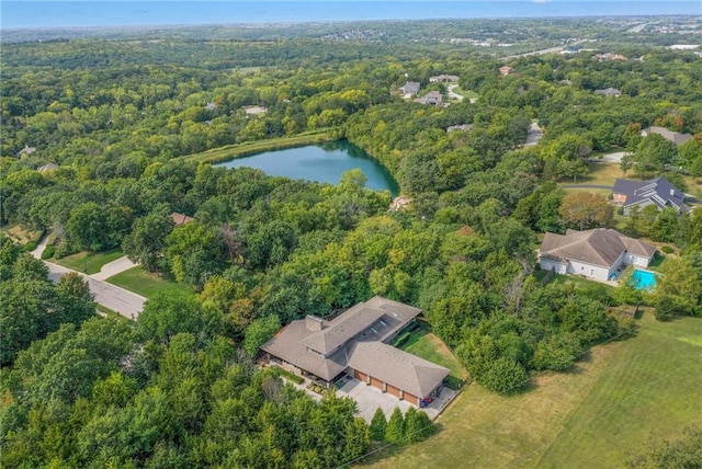 18402 W 64th St, Shawnee, KS 66218 - drone / aerial view of a heavily wooded area and a large body of water