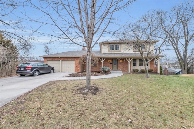 view of front of house with a garage and a front yard