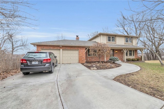 view of front of property with a garage