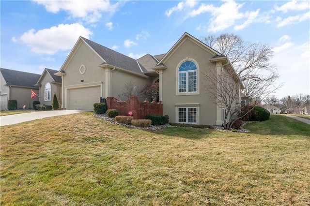 front facade with a garage and a front yard