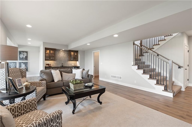 living room featuring hardwood / wood-style flooring