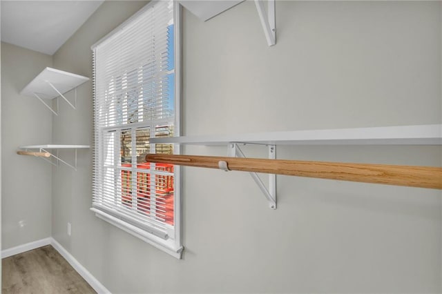 walk in closet featuring wood-type flooring