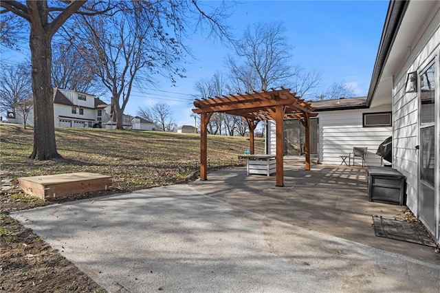 view of patio / terrace featuring a pergola