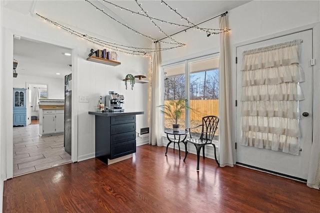 interior space featuring dark wood-style floors