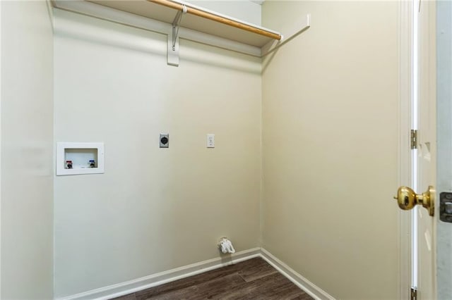 laundry area featuring hookup for a washing machine, dark wood-type flooring, and hookup for an electric dryer