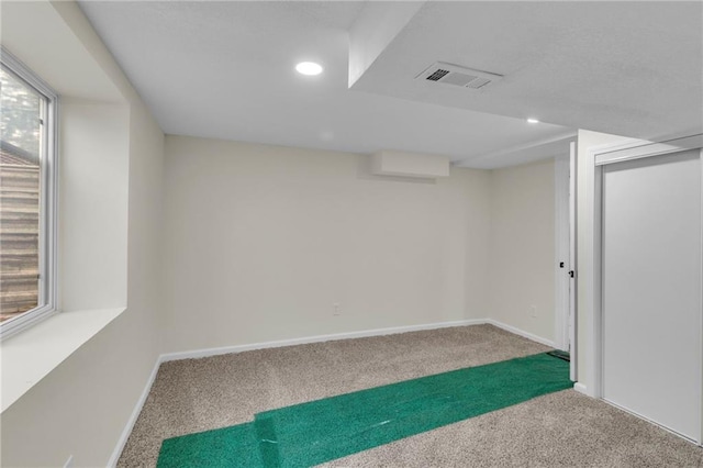 basement featuring carpet floors