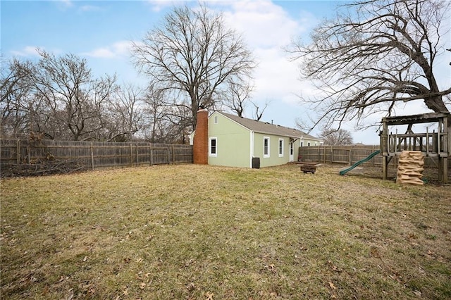 view of yard with a playground