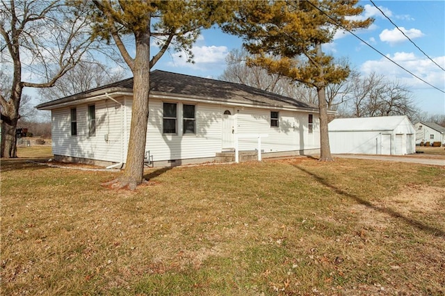 view of home's exterior with crawl space and a yard