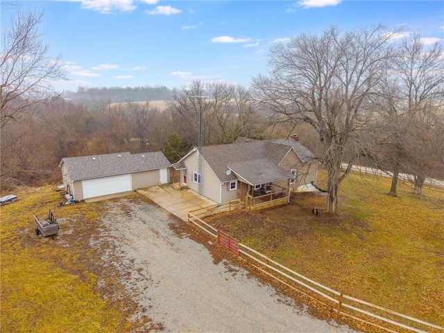 bird's eye view featuring a rural view