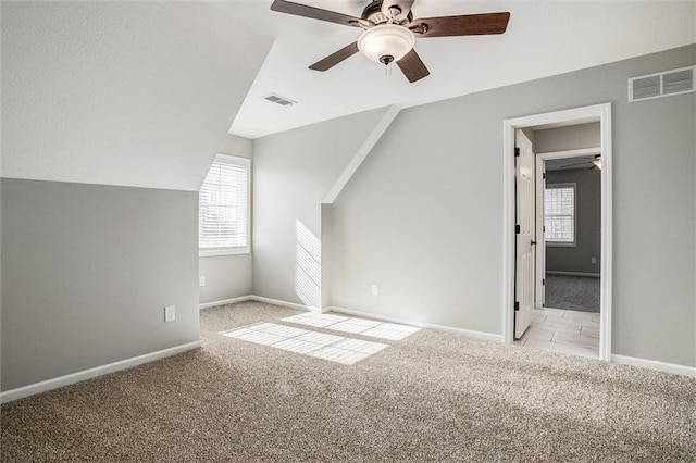 4300 SE Willow Ridge Dr, Blue Springs, MO 64014 - bonus room featuring lofted ceiling, light carpet, and ceiling fan