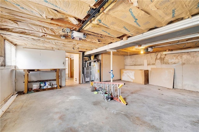 basement featuring gas water heater